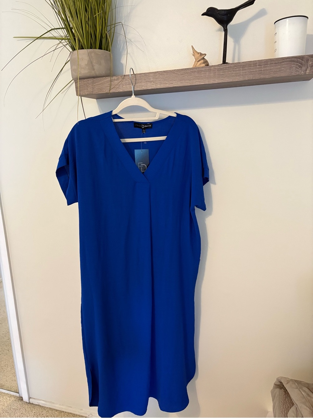 Fred David Royal Blue V-Neck Midi Dress